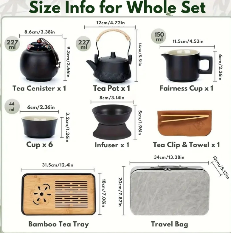 Portable Travel Tea Set — 14 Piece