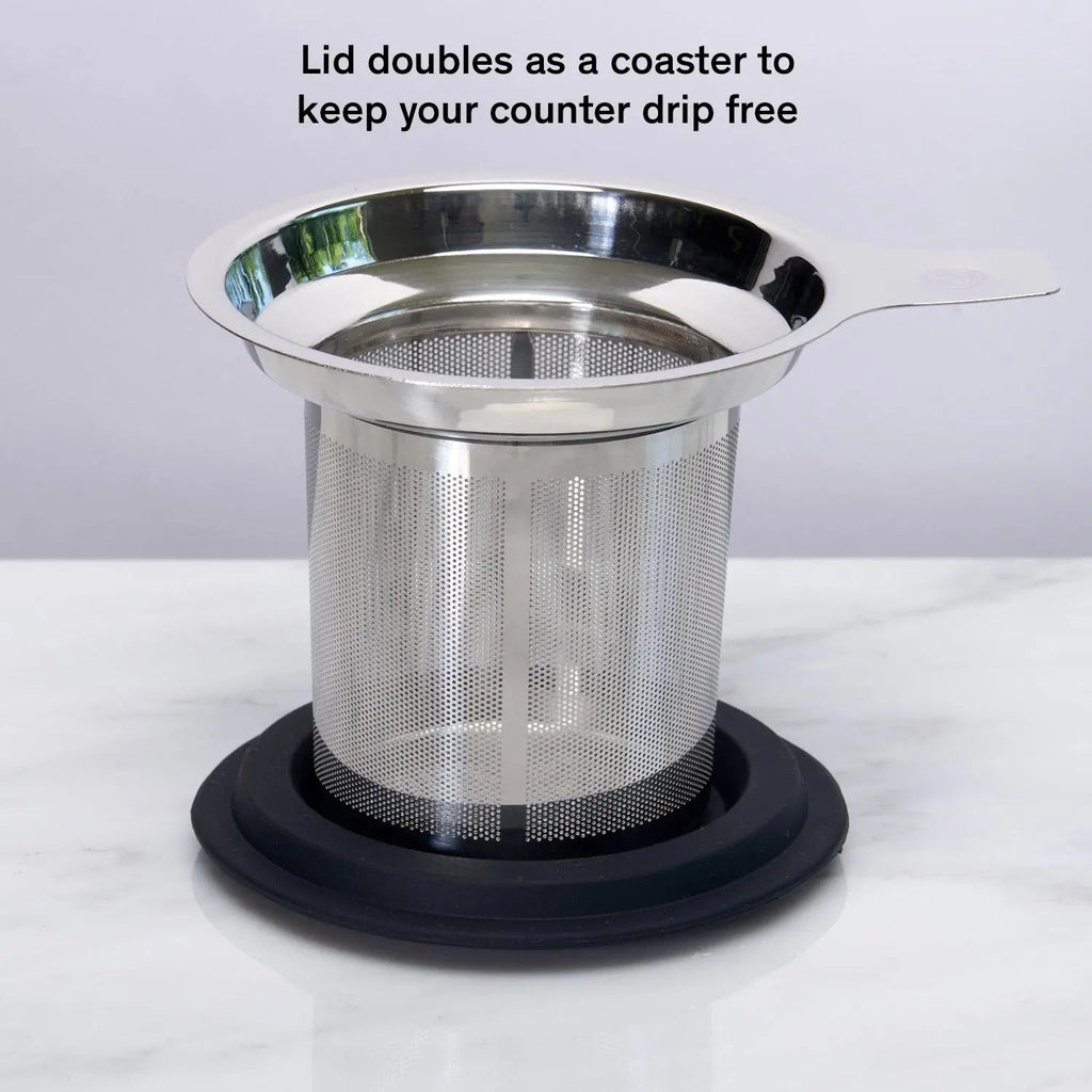 One Cup Loose Leaf Tea Infuser — Stainless Steel with Coaster Lid