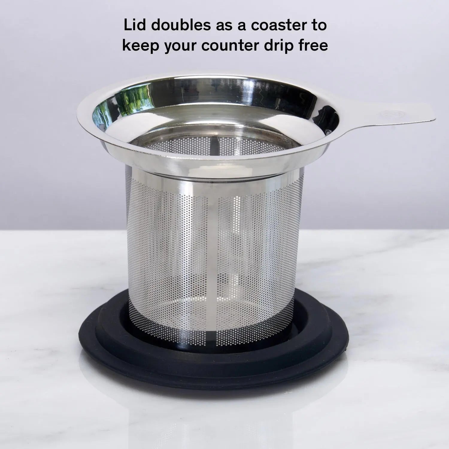 One Cup Loose Leaf Tea Infuser — Stainless Steel with Coaster Lid