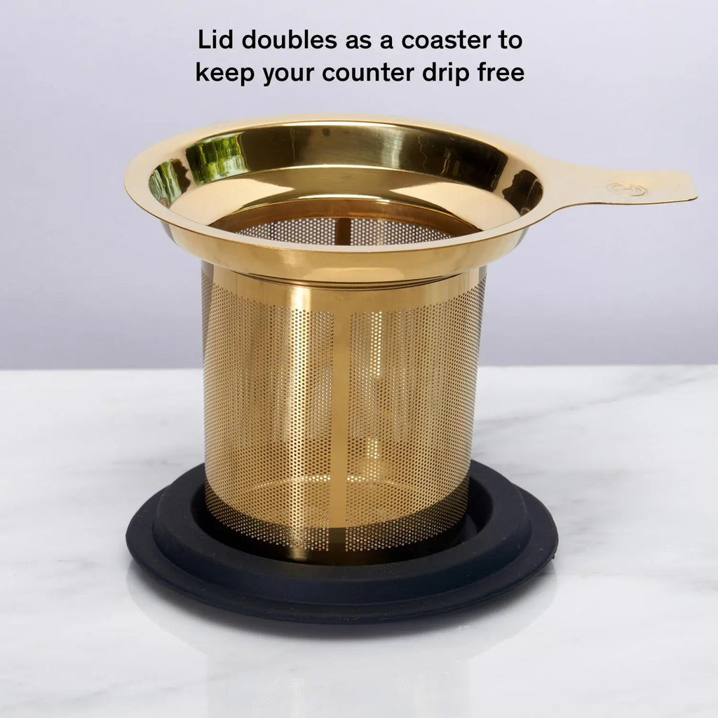 One Cup Loose Leaf Tea Infuser — Stainless Steel with Coaster Lid