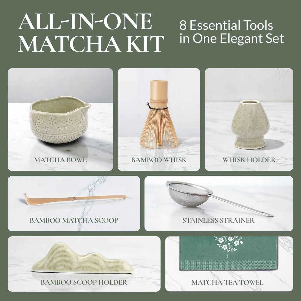 Matcha Gift Set — Bamboo Whisk & Ceramic Bowl