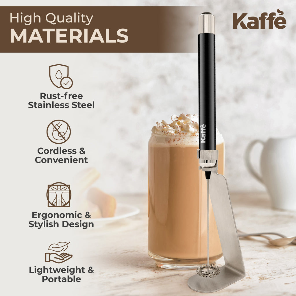 Kaffe Handheld Milk Frother — Stainless Steel for Lattes, Matcha & More