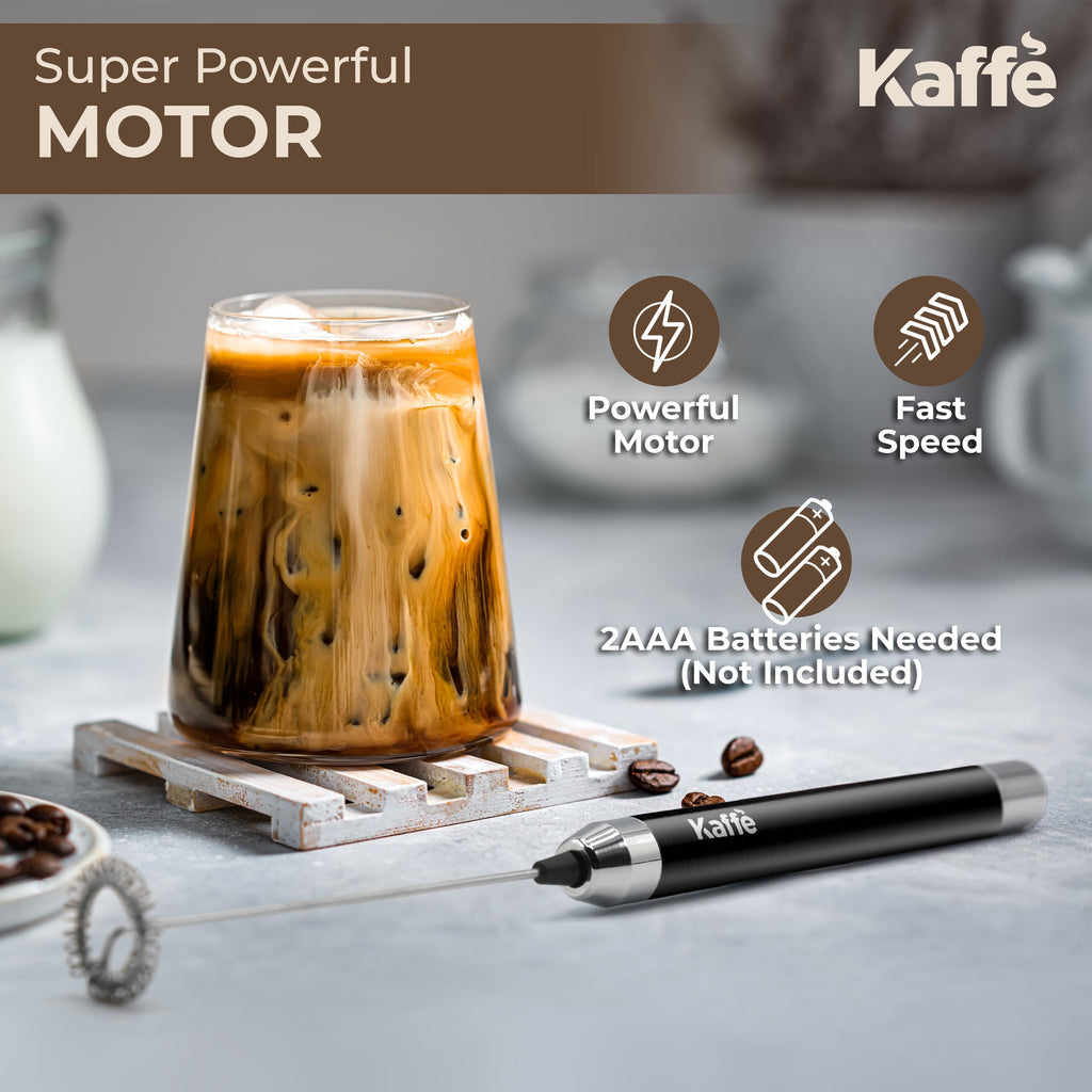 Kaffe Handheld Milk Frother — Stainless Steel for Lattes, Matcha & More