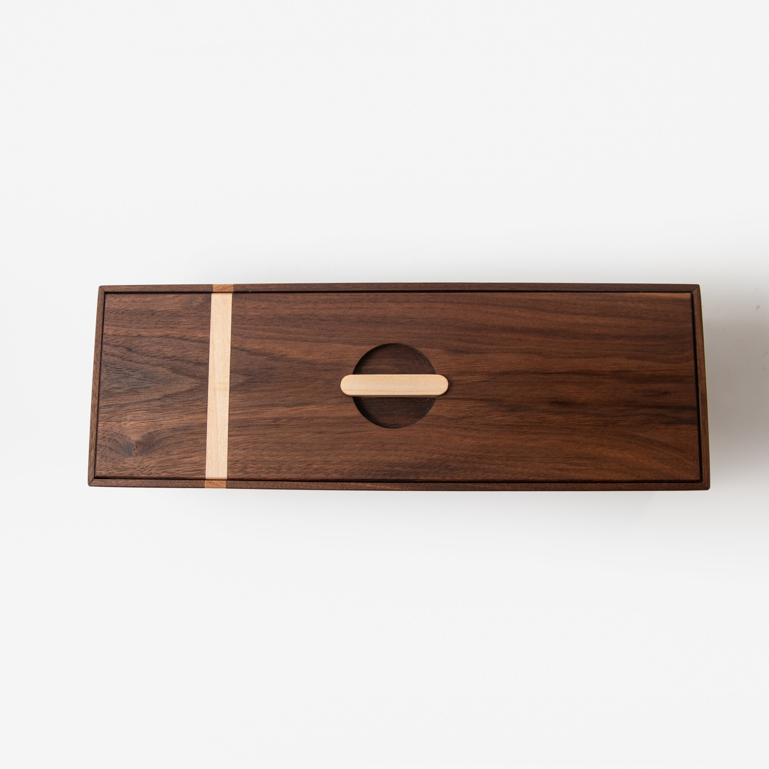 Handcrafted Black Walnut & Maple Tea Storage Box — 5 Compartments